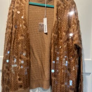 Chico's Tan Cardigan with Soft Plush Texture